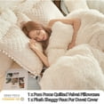 thumbnail image 3 of LIFEREVO 3 Pieces Luxury Plush Shaggy Faux Fur Duvet Cover Set(1 Fluffy Fuzzy Comforter Cover + 1 Pompoms Fringe Quilted Pillow Shams), Zipper Closure, Twin Size, Beige, 3 of 7