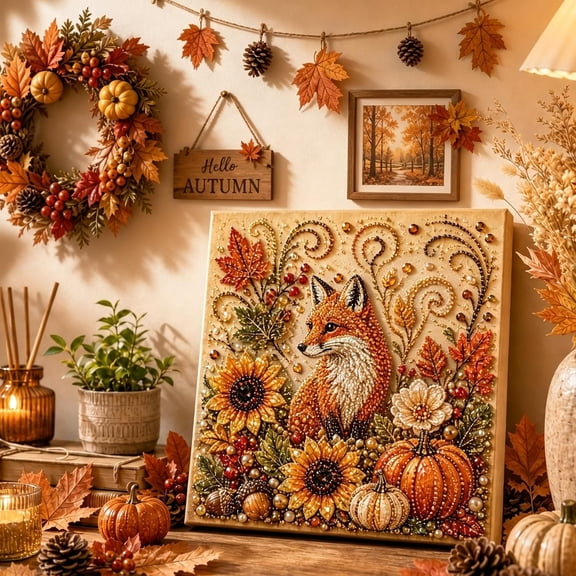 Autumn Pearl Painting Kit, DIY Autumn Harvest Pumpkin Pearl Diamond Art Kit (Style B)