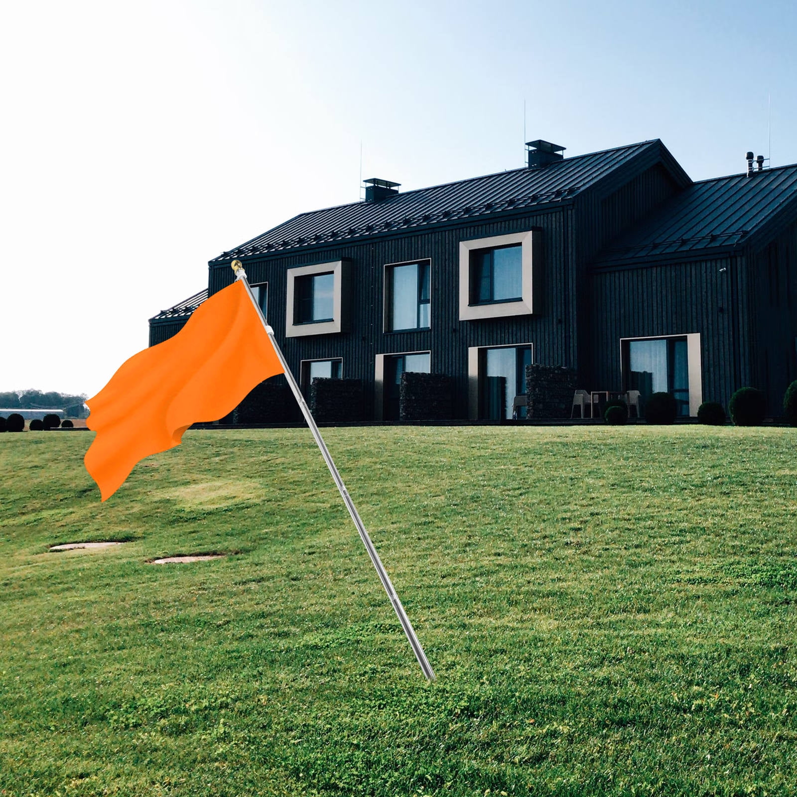 SEWOART 1Set Stainless Steel Flagpole for Outdoor Use Rustproof Metal Pole with Free Rotation Anti Winding Ring