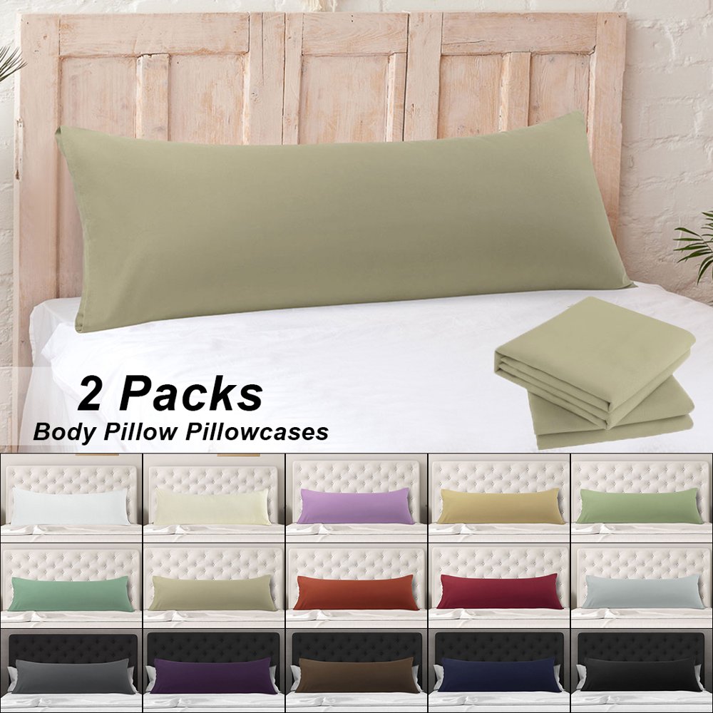 PiccoCasa 2 Packs SilkySoft Pillowcase with Envelope Closure, Khaki