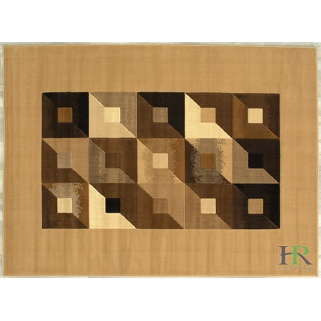 Brown Geometric Pattern - Handcraft Rugs - Beige, Chocolate, Brown, Modern Rectangular Geometric Pattern Area Rug (Approximately 2 by 3 Doormat)