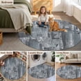 thumbnail image 5 of Grey Abstract Round Area Rug 6Ft Washable Circle Rugs for Bathroom Office, Vintage Geometric Gradient Oil Painting Modern Non-Slip Carpet Floor Mats Indoor Outdoor Carpet Runner Aesthetic Home Decor, 5 of 8