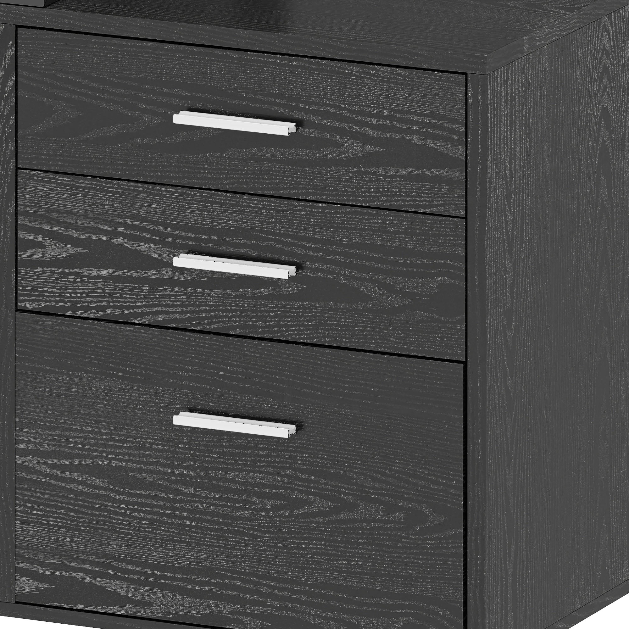 Uforic Computer Desk with LED Light, 65" L Shaped Desk with Shelves &Drawers, Home Office Desk, Black