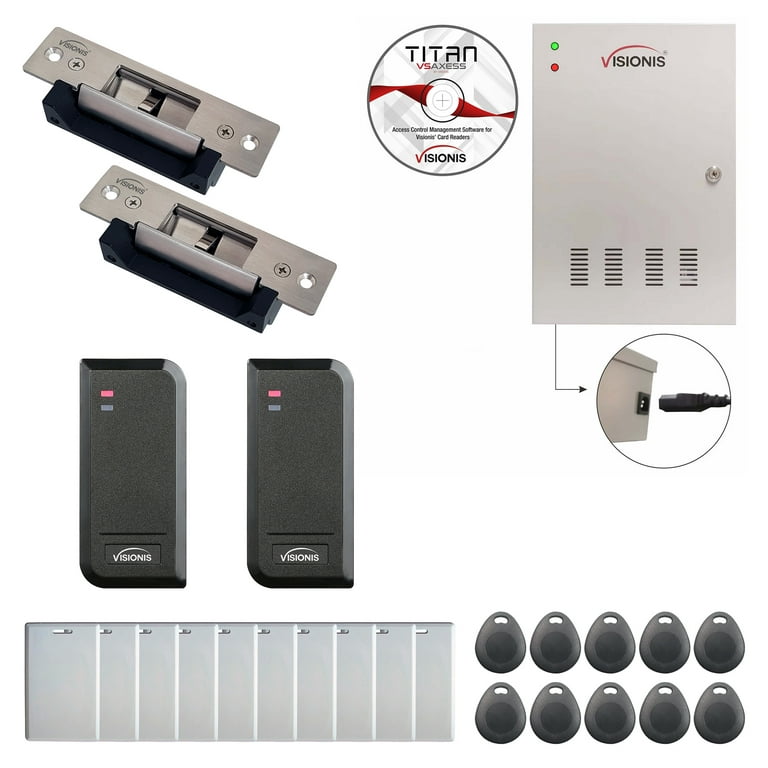 FPC-6164 Two Doors Access Control Electric Strike Fail Safe And Fail Secure  Adjustable Attendance TCP / IP RS485 Wiegand Controller Box, Waterproof  Card Reader + Software + 20,000 Users Kit 