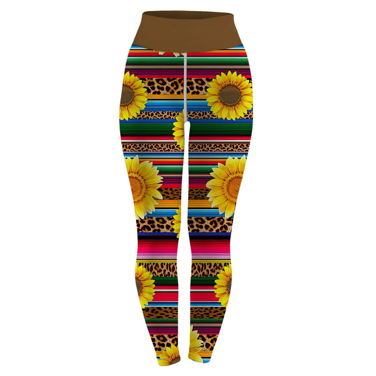Pgeraug pants for women Tribal Style Printed Leggings High Waisted Full  Length Workout Running Sports Tights Lift Yoga leggings Yellow S