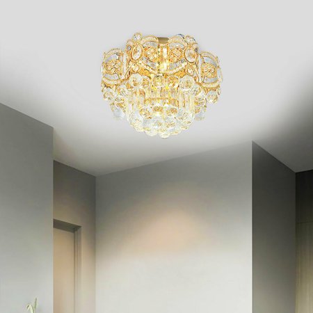 

Oukaning 40CM Luxury Round Crystal Chandelier Flush Mount LED Ceiling Lamp Modern Pendant Lamp