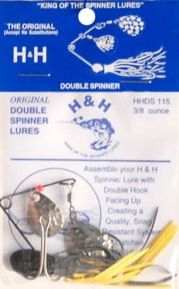 H&H Double Spinner Spinner Bait, Black & Yellow, 3/8 oz, 12 Count, HHDS115-02