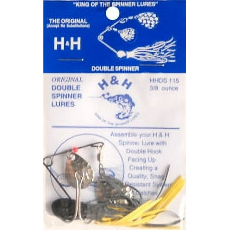 H&H Double Spinner Spinner Bait, Black & Yellow, 3/8 oz, 12 Count,  HHDS115-02 