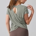 thumbnail image 3 of Otntypg Women's Short Sleeve Athletic Shirts Open Back Workout Tops Ultra-Light Sheer Quick Dry Loose Fit Gym Running Yoga T-Shirts, 3 of 8