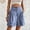 Blue, variant on Shorts for Women Shorts Women Summer Solid Color Loose Breathable Semi Elastic Waist Casual High Waist Wide Leg Shorts Black XL