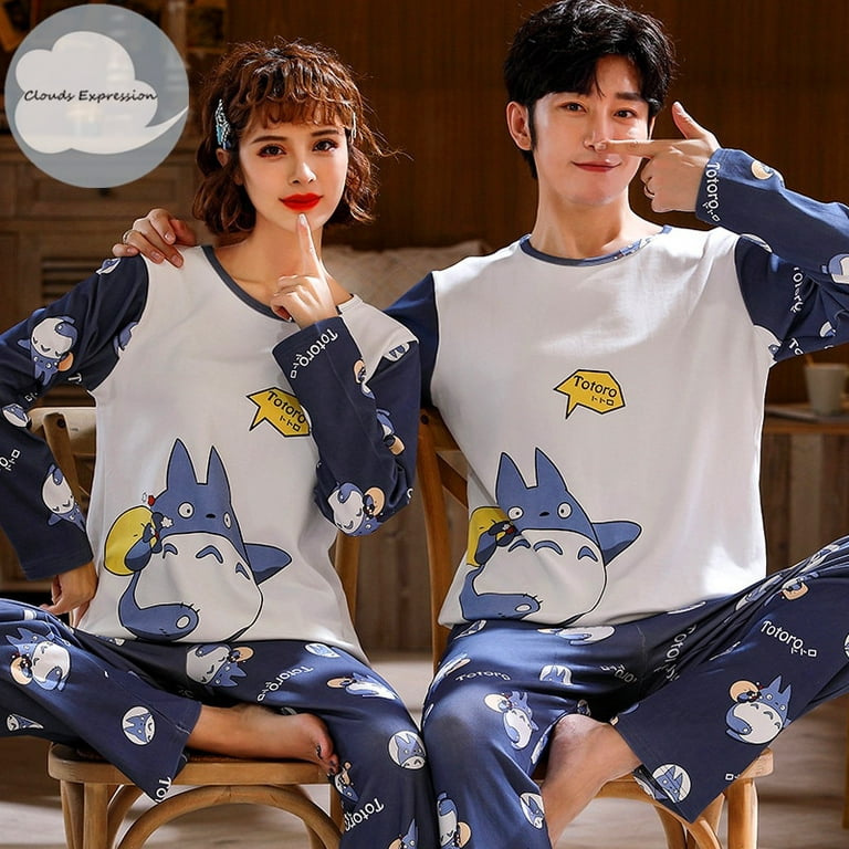 QWZNDZGR Winter Sleepwear Couple Cotton Pajama Sets Round Neck Male Pijama  Pants Home Clothes Pyjamas Women Men Loungewear Sleeping 