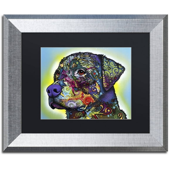 Trademark Fine Art "The Rottweiler" Canvas Art by Dean Russo, Black Matte, Silver Frame