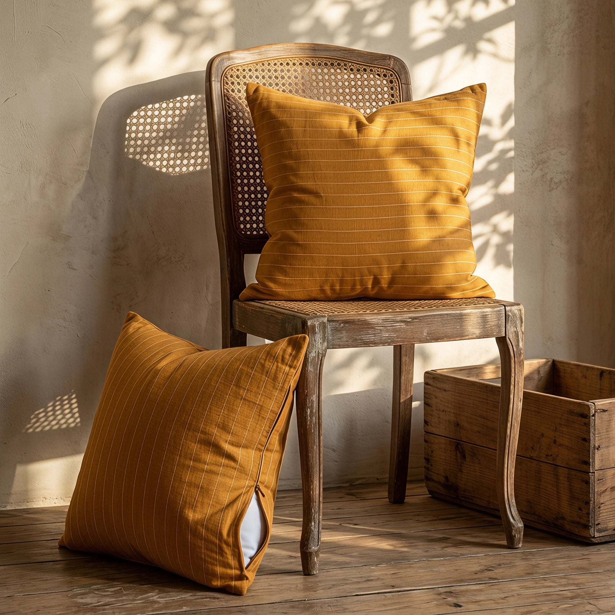 Unique Bargains 2 Pack Fine Stripe Throw Pillow Covers Cotton Blend Cases Khaki 18"x18"