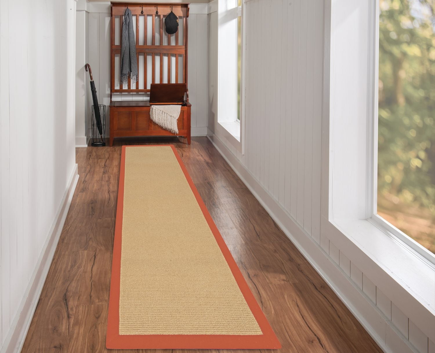 Tapis de couloir Athena sisal et orange brûlé 2 pi 6 po x 12 pi