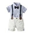 thumbnail image 2 of Mercatoo Summer Baby Boy Clothes Baby Boy Clothes Gentleman Bow Tie Stripe T-Shirt Tops+Suspender Shorts Outfits, 2 of 9