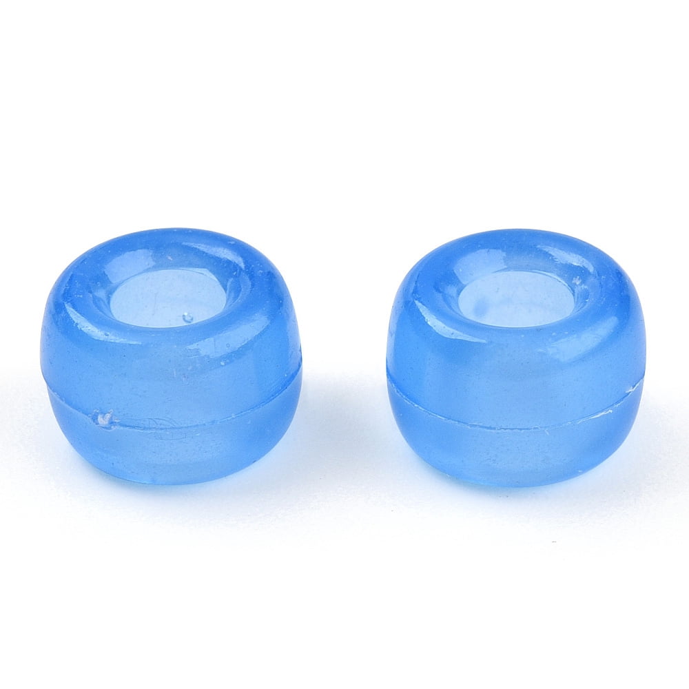 500 g Transparent & Luminous Plastic Beads Frosted Crow Beads Pony Beads Barrel Cornflower Blue 9x6mm Hole: 3.8mm about 1900pcs/500g