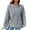 Grey, variant on Women's Waffle Knit Raglan Sleeve Round Neck Long Sleeve No Hood Sweatshirt with Pocket, Fashion Casual Pullover Top for Daily Wear, Casual Activities, Festival and Work Outfits Grey L