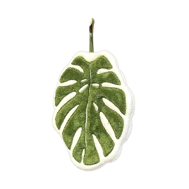 Toalla de mano de hoja verde, suave y absorbente, con hojas de alocasia y hojas de monstera, con lazo para colgar, ideal para el hogar, el baño y la cocina.
