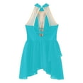 thumbnail image 5 of XUNZOO Kids Girls Figure Ice Skating Dress Sleeveless Rhinestone Ballet Dance Leotard Lyrical Dress Costume Blue Green 10, 5 of 6