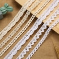 thumbnail image 3 of 10 Yards Cotton Lace Trim Vintage Ribbon Crochet Cotton Lace Scalloped Edge for Bridal Wedding Decoration Christmas Package DIY Sewing Craft,width 0.39 in,Style 1, 3 of 7