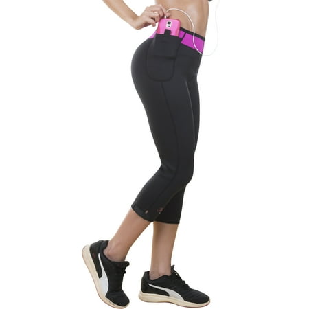 Neo Sweat Sports Sauna Neoprene Exercise Capri Pants Body Shaper Slimming for Gym Yoga Aerobics Run Workout 308 (Best Slimming Workout Pants)