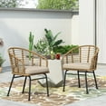 thumbnail image 4 of Modern Outdoor Wicker Chair with Water-Resistant Cushions, Brown+Beige Patio Dining Chair Set of 1, Rattan Style for Garden & Poolside, 4 of 14