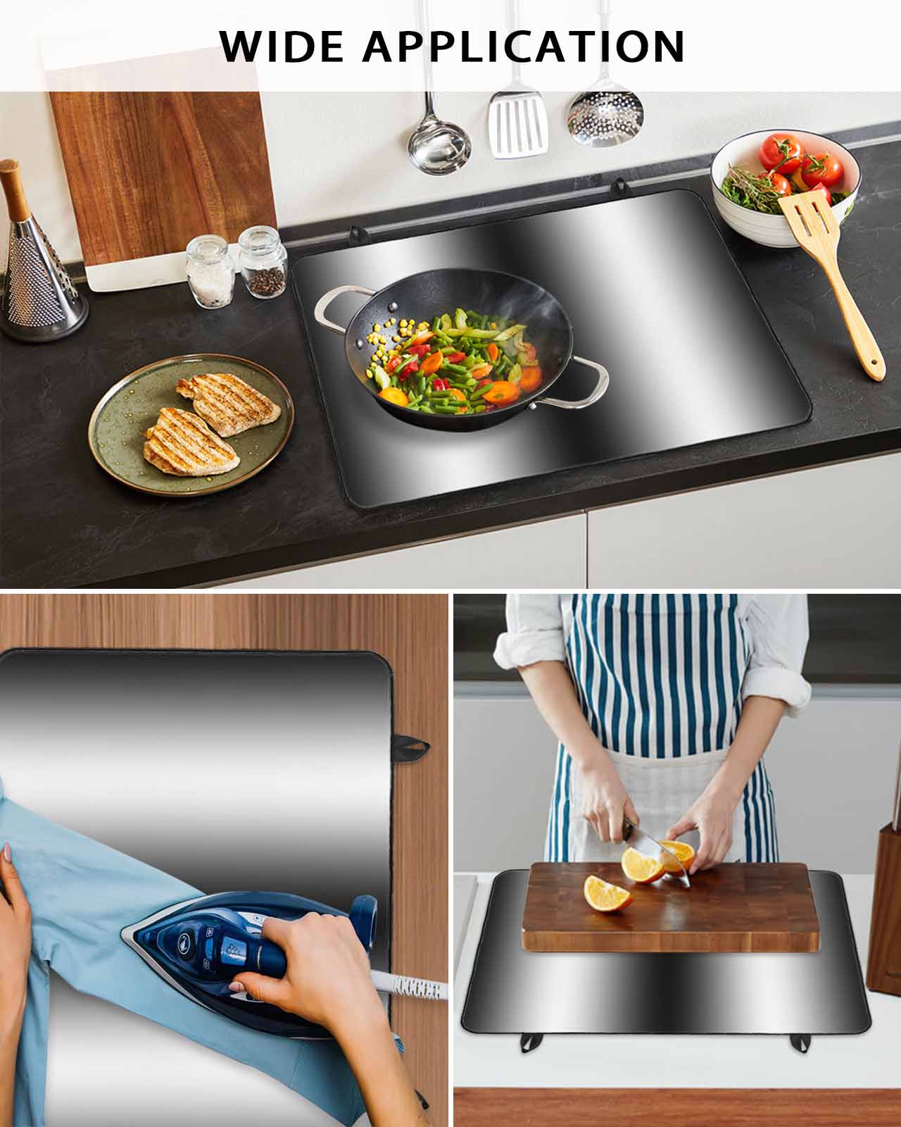 nqOlkjepod Large Induction Cooktop Protector Mat 36"x21", Black White Ombre Stove Top Covers for Electric Stove, Modern Minimalism Gradient Abstract Stove Burner Cover Mats, Glass Top Stove Cover