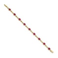 thumbnail image 2 of 14k Yellow Gold Bracelet Gemstones July Women's Ruby Oval 4 mm 7 in Diamond and, 2 of 4
