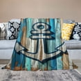 thumbnail image 2 of COMIO Nautical Anchor Gifts for Women Men Christmas Birthday Presents Retro Ocean Theme Decor Adults Bedroom Soft Plush Cozy Sherpa Throw Blanket for Couch Sofa, 2 of 6