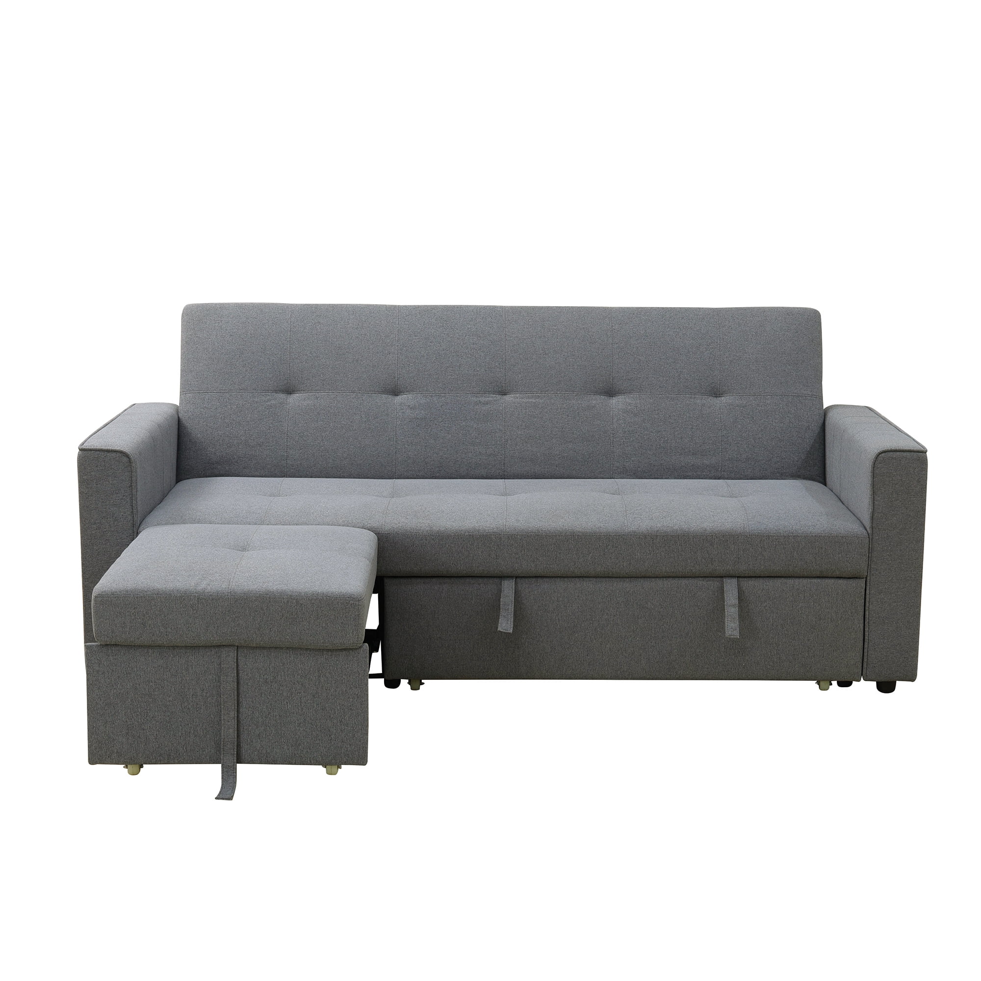 Aukfa 77" Comfy 3 Seat Sofa Convertible Sectional Sleeper Sofa Bed for Living Room, 3 Pillows, Linen, Gray