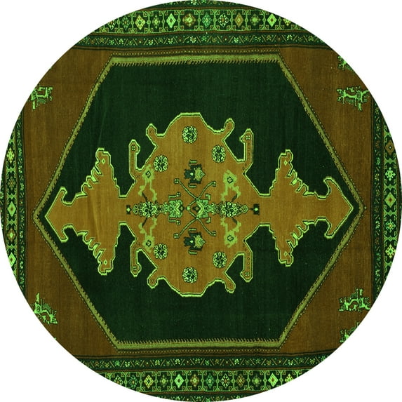 Ahgly Company Indoor Round Persian Green Traditional Area Rugs, 4' Round