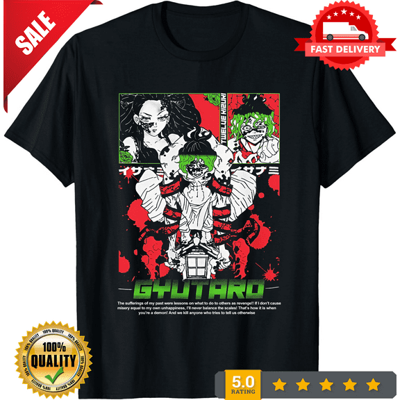 Rare Gyutaro T-shirt daki Demon killer shirt Kawaii Anime Horror Gift Shirt All Size, ULTRA LIMITED-TH68326