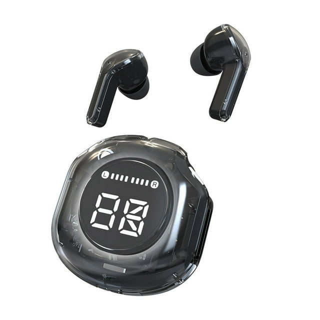 Écouteurs Sport Intra-Auriculaires, Écran Couleur LCD, Réduction du Bruit ANC, Son 9D, Longue Autonomie, Commande Tactile, Design Transparent