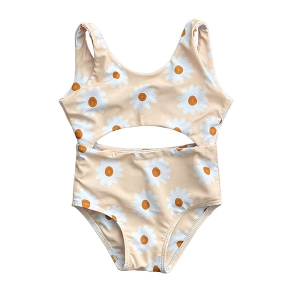 WERYOUNG Girl's One-Piece Swimsuits Sleeveless Scoop Neck Floral Printed Kids Elegant Swimwear Holiday Vacation Beach Stylish Comfortable Baby Swim Wear