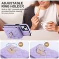 thumbnail image 4 of Compatible with iPhone 15 Plus 6.7 inch Wallet Case Tempered Glass Screen Protector Ring RFID Blocking Card Holder Cell Phone Cover for i-Phone 15+ iPhone15Plus 5G i i15 + iPhone15 15Plus Women Purple, 4 of 12
