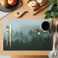 thumbnail image 2 of Fogged Mist Forest Placemats Set of 4 Botanical Green Pines Peaks Zen Place Mats Indoor Wipeable Table Mats Washable Cloth Dining Table Placemats for Kitchen Holiday Party Home Decor 13x19 Inch, 2 of 9