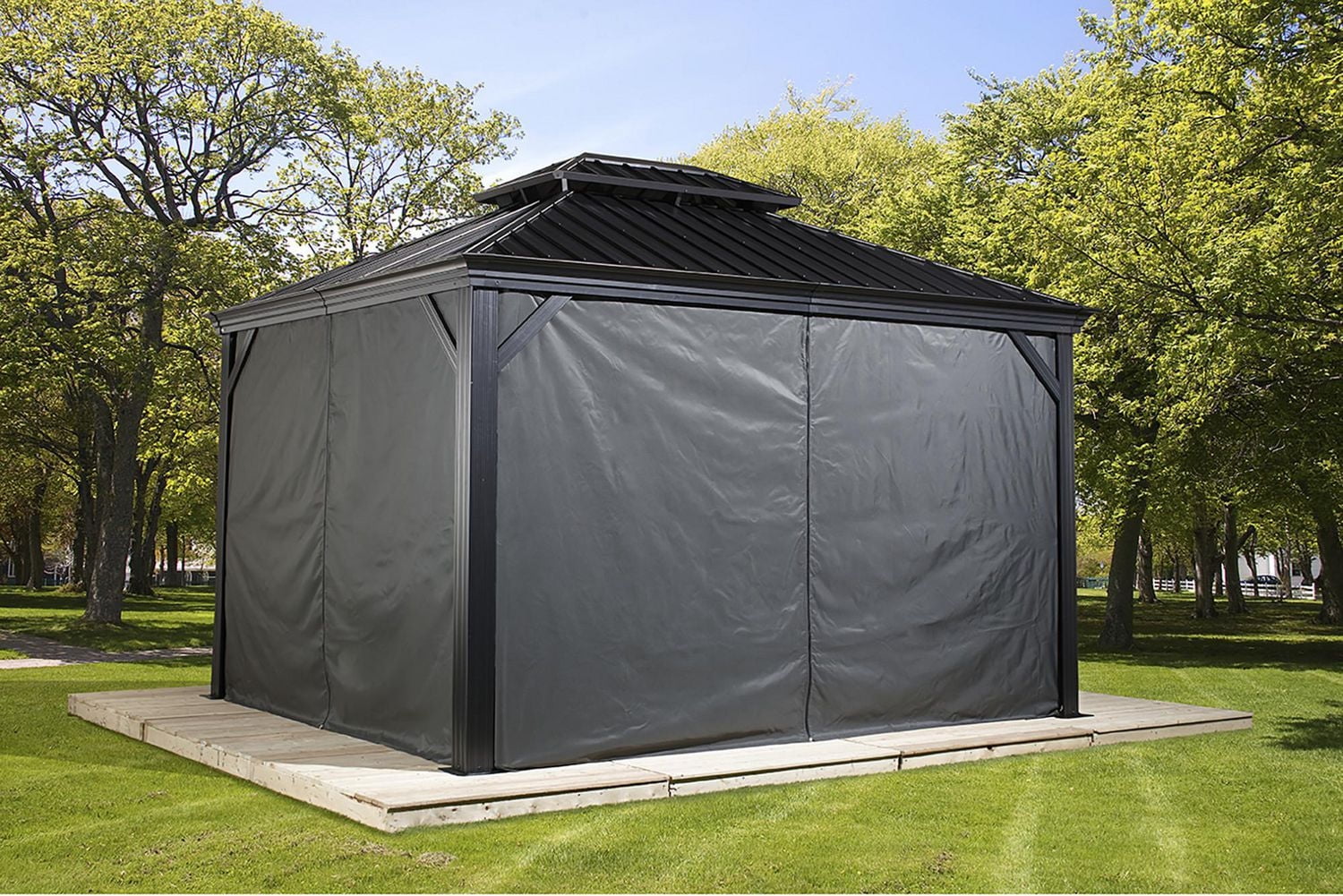 Sojag Grey Curtains for Monaco/Messina/Mykonos Gazebos, 12 ft. x 12 ft., Polyester, Outdoor Shades