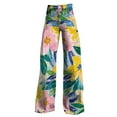 thumbnail image 4 of Women's Casual Pants Wide Leg Pants Woman High Waist Floral Patterned Pants Lightweight Loose Fit Casual Colorful Trouser Imitation Jeans,Pink Women's Casual Pants XXL, 4 of 4
