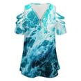 thumbnail image 4 of Out There in The Ocean Womens Summer V Neck Zipper Top Short Sleeve T Shirt Off Shoulder Top Casual Classy Loose Shirts, 4 of 7