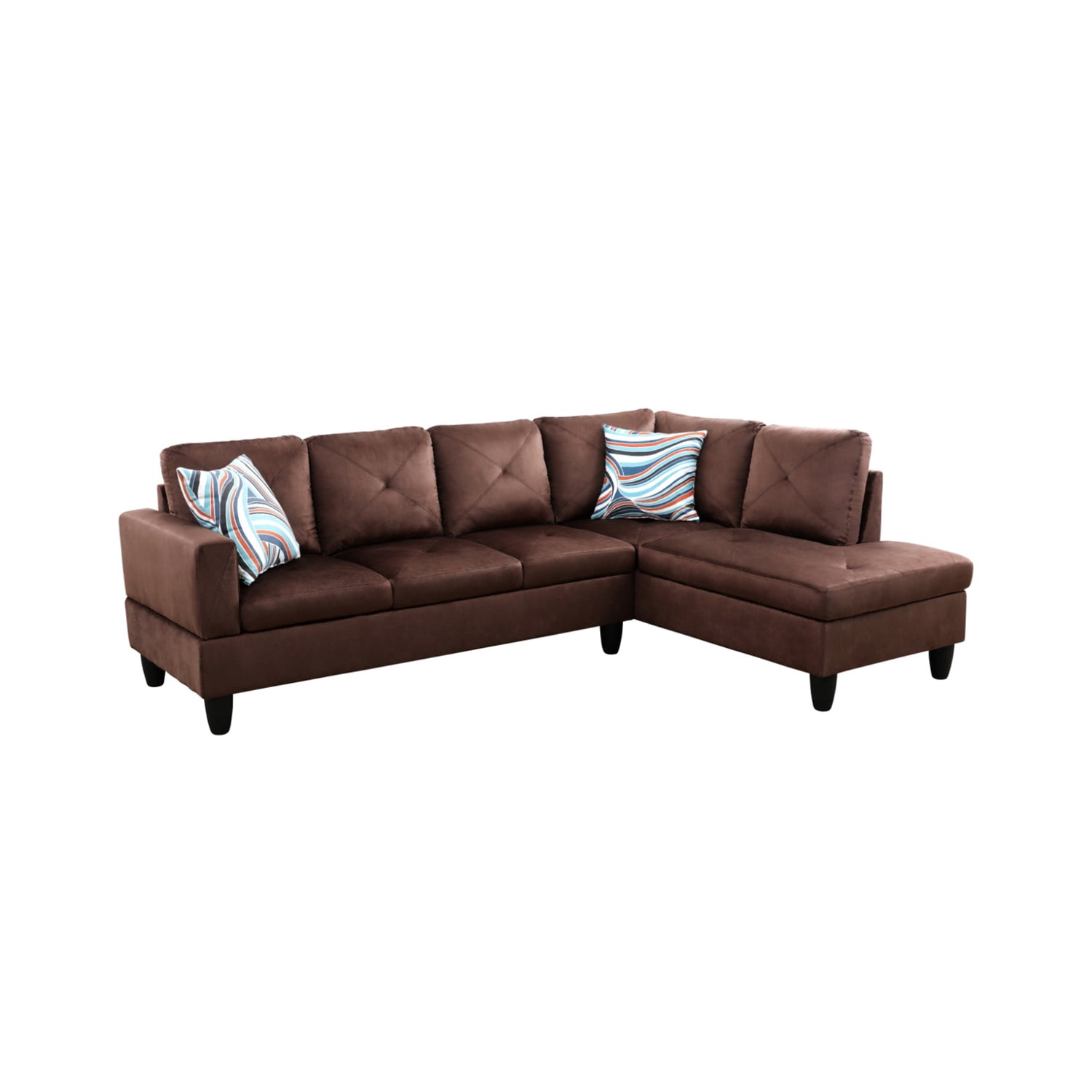 Hommoo Modern Sofa Set, L-Shaped Sectional Couch Set with Left Armrest for Living Room,Microfiber Living Room Sofa Set,Brown