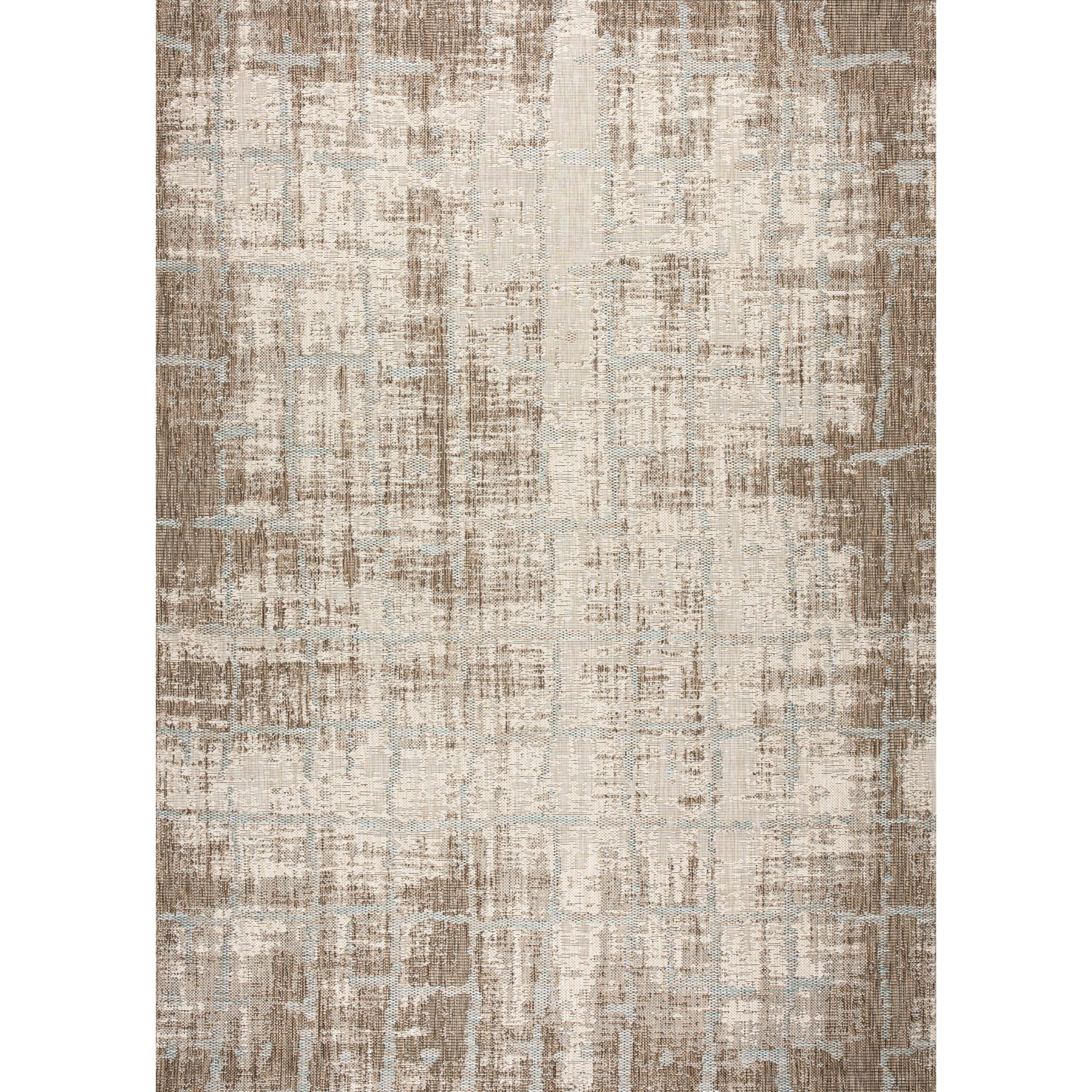 5.25' x 7.5' Brown and Ivory Contemporary Rectangular Outdoor Area Throw Rug