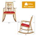 thumbnail image 7 of Patiojoy Outdoor Rocking Chair Acacia Wood Armrest Cushioned Sofa W/Removable High-Density Cushion for Garden Red, 7 of 7