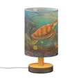 thumbnail image 2 of Turtle in Ocean Bedside Table Lamp LED Warm Lights with USB Charging Port Retro Cylinder Desk Lamps, 2 of 7