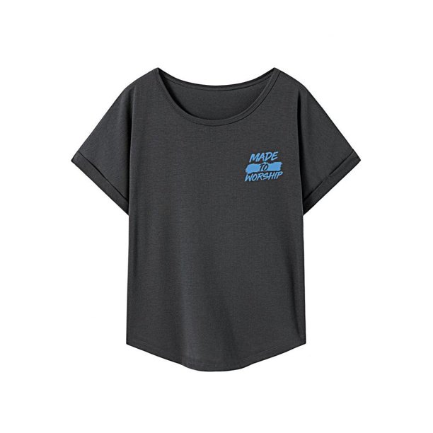Camiseta de verano para mujer, camiseta informal con cuello redondo, suave recuerdo, para acampar y viajar S