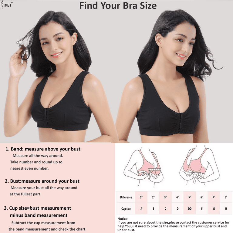 BIMEI Front-Closure Mastectomy Bra Pocket Bra for Silicone Breast forms  9915,Black,42 for 42ABCD 