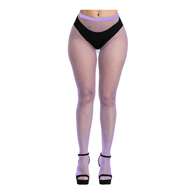1 Paire de Bas Collants à Bretelles à la Mode, Design Troué, Saint-Valentin, Attrayants, Confortables au Toucher, Collants Résille, Robe, Violet Pâle
