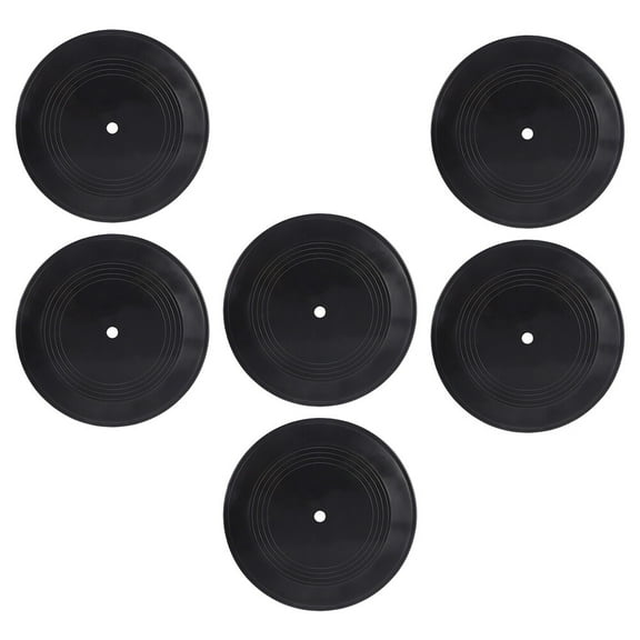 Raindrops 6Pcs Vinyl Records Decor Black Vinyl Wall Decorative Ornaments Black Plastic Wall Decoration Retro Style