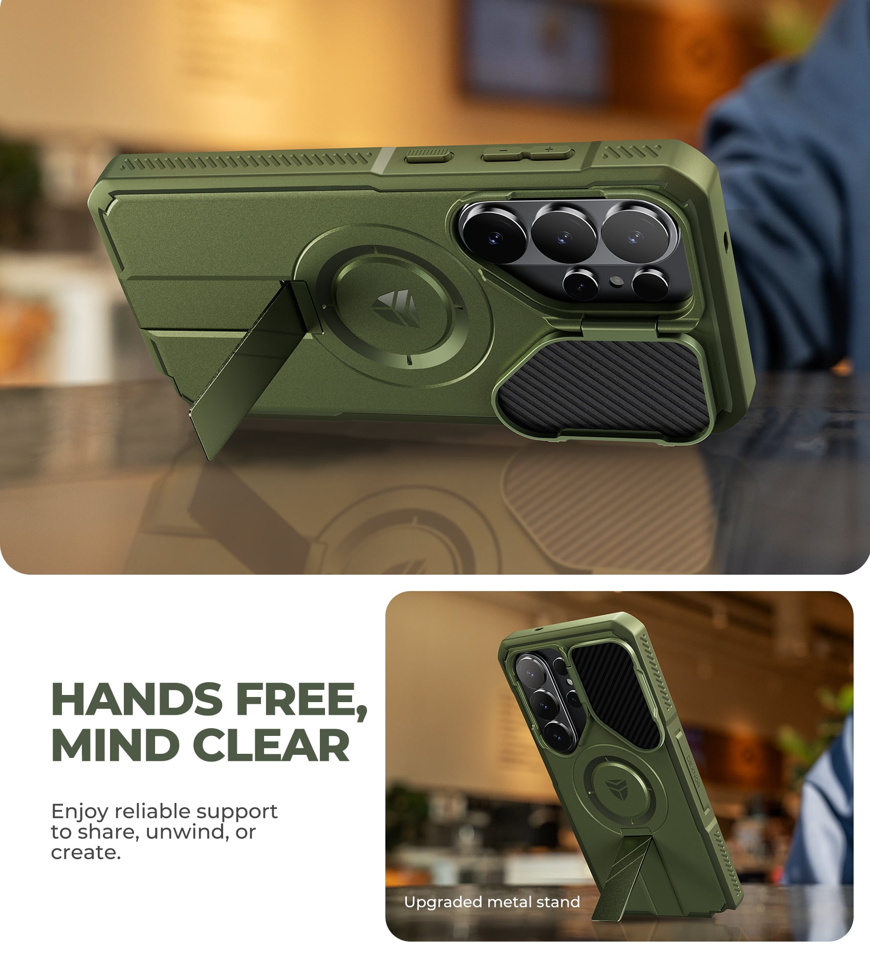 Dexnor for Samsung Galaxy S26 Ultra Case with Camera Cover & Adjustable Kickstand & Screen Protector, Compatible with MagSafe, Rugged Shockproof Bumper Cases Magnetic Protective Cover,6.9" Green