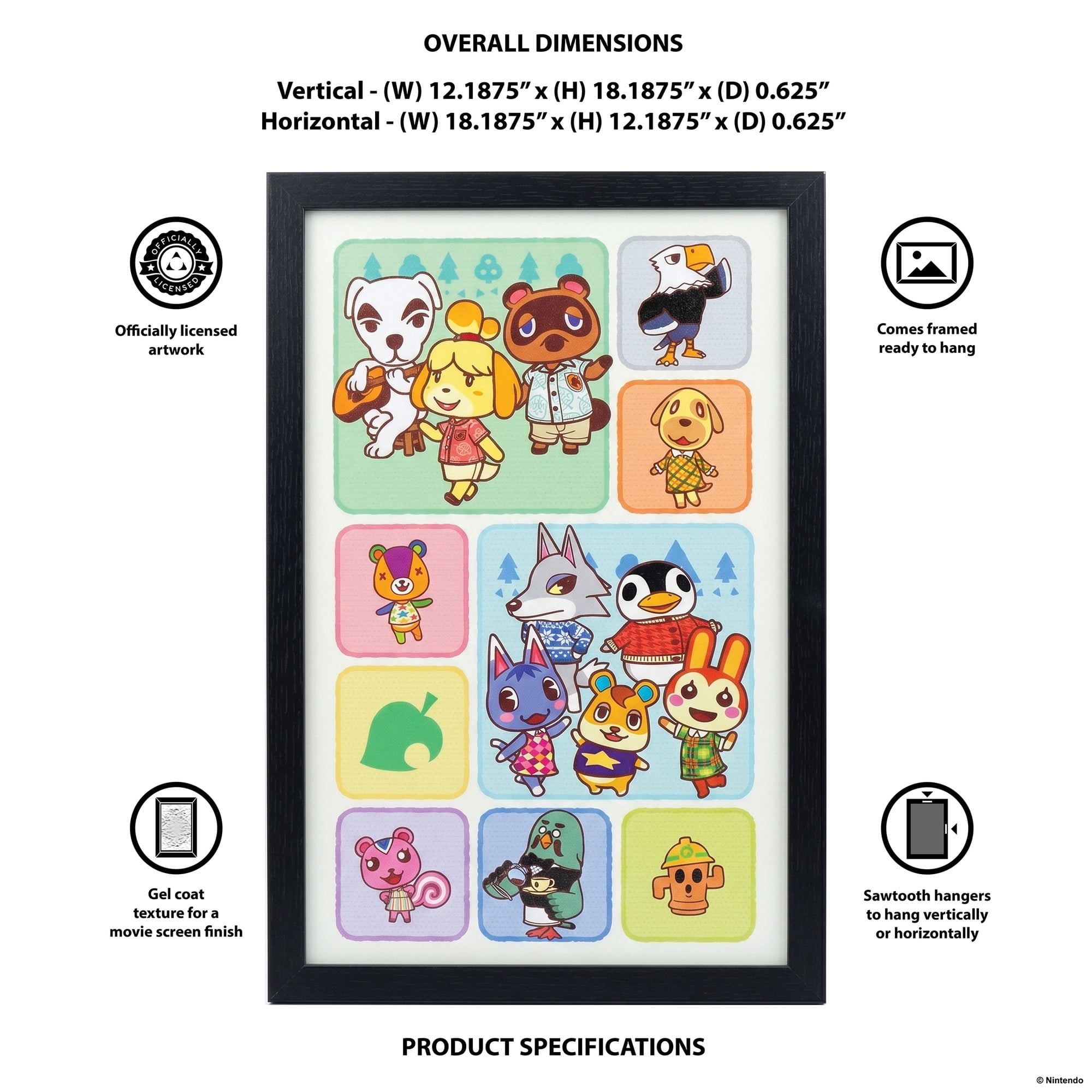 Pyramid America: Animal Crossing: Scene Grid - 11x17 Framed Gel Coated Poster - Video Game Artwork, Licensed Nintendo Wall Decor, Collectible Print