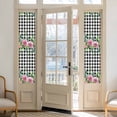 thumbnail image 2 of Spring Pink Roses Window Privacy Film, Pastoral Eucalyptus Black White Plaid Static Cling UV Sun Blocking Heat Control Window Tint Day and Night, Non-Adhesive One Way Privacy Cover 17.7''x78.7'', 2 of 7